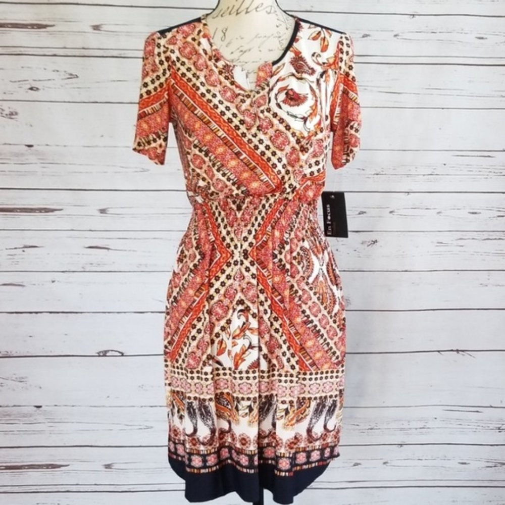 NWT Enfocus Studio Orange Paisley Dress - Picture 1 of 5